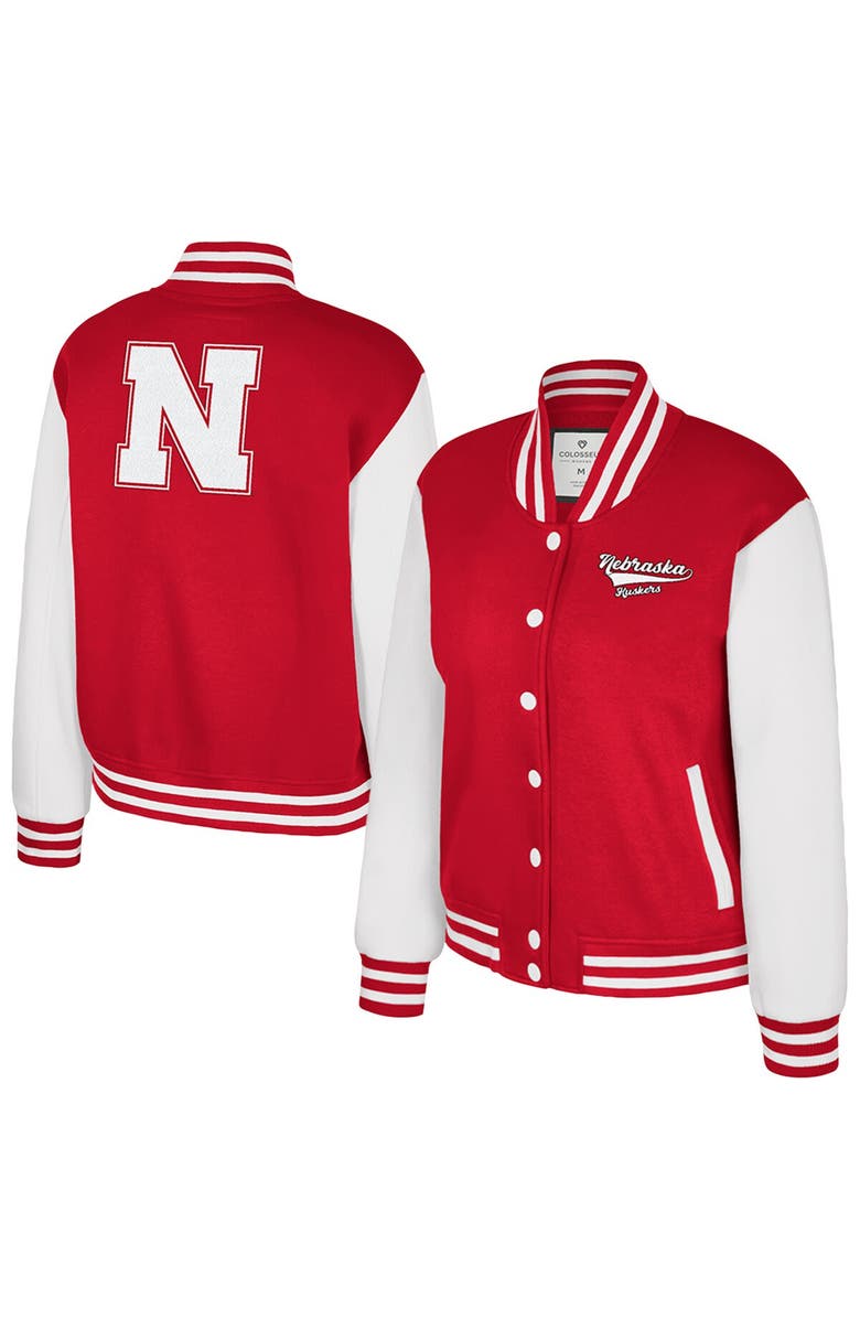 COLOSSEUM Women's Colosseum Texas Scarlet Nebraska Huskers French Baguette Full Snap Fleece Jacket, Main, color, Scarlet