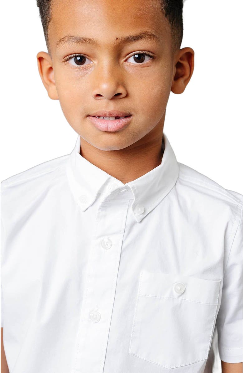 Hope & Henry Boys' Organic Stretch Poplin Short Sleeve Shirt, Kids, Alternate, color, White Short Sleeve