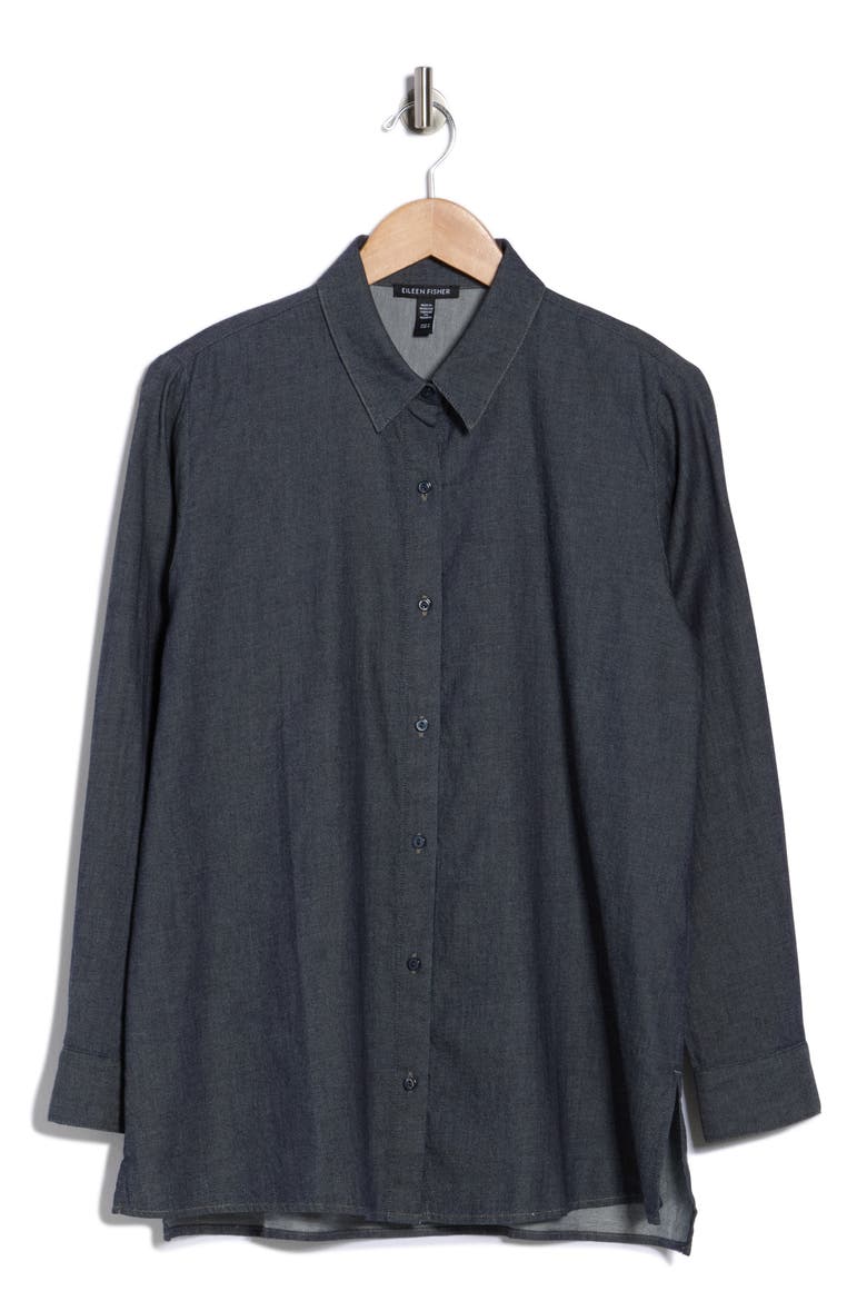 Classic Collar Button-Up Shirt, Alternate, color, DENIM