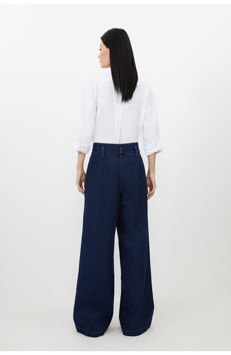 Karen Millen Petite Denim Wide Leg Pants, Alternate, color, Indigo