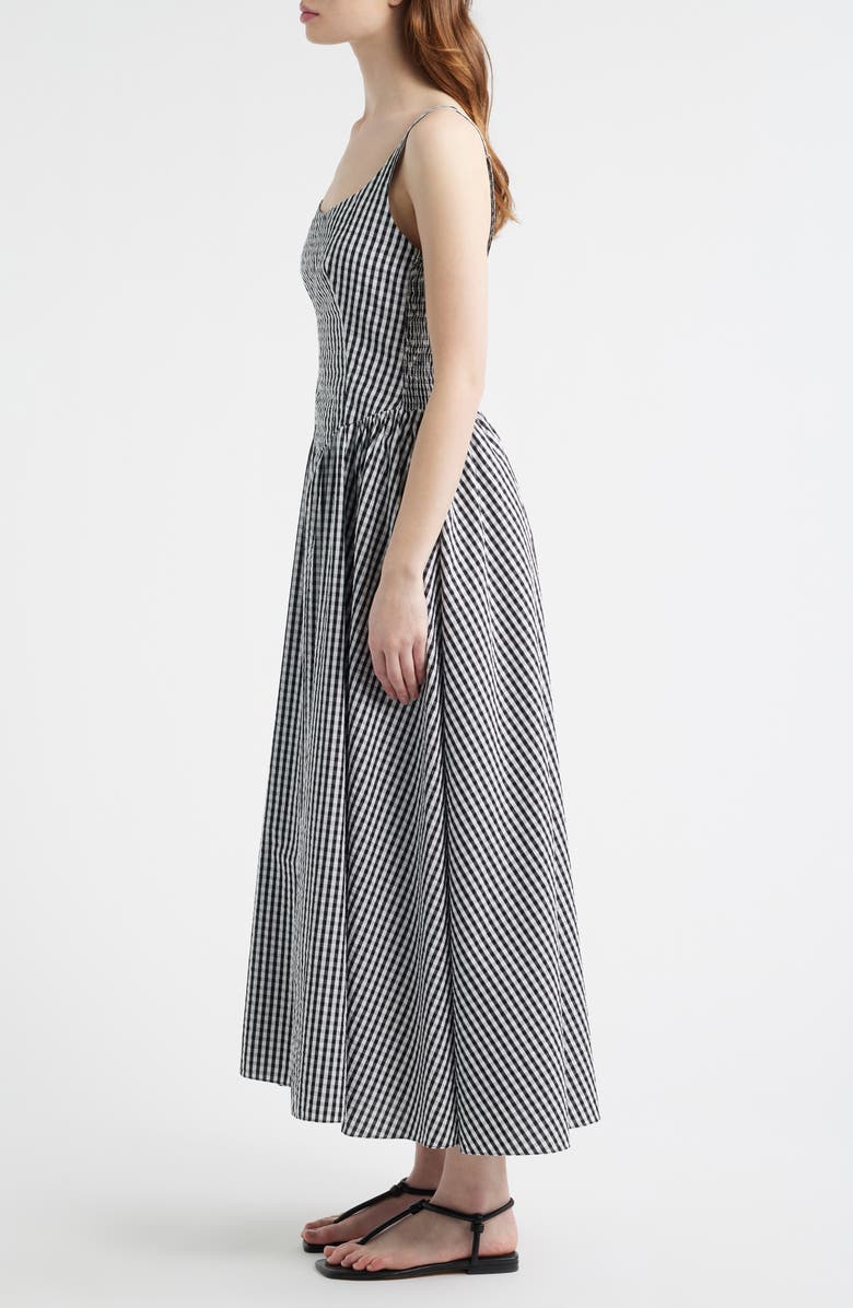 Faithfull the Brand Chiara Cotton Gingham Dress, Alternate, color, Black Textured Gingham