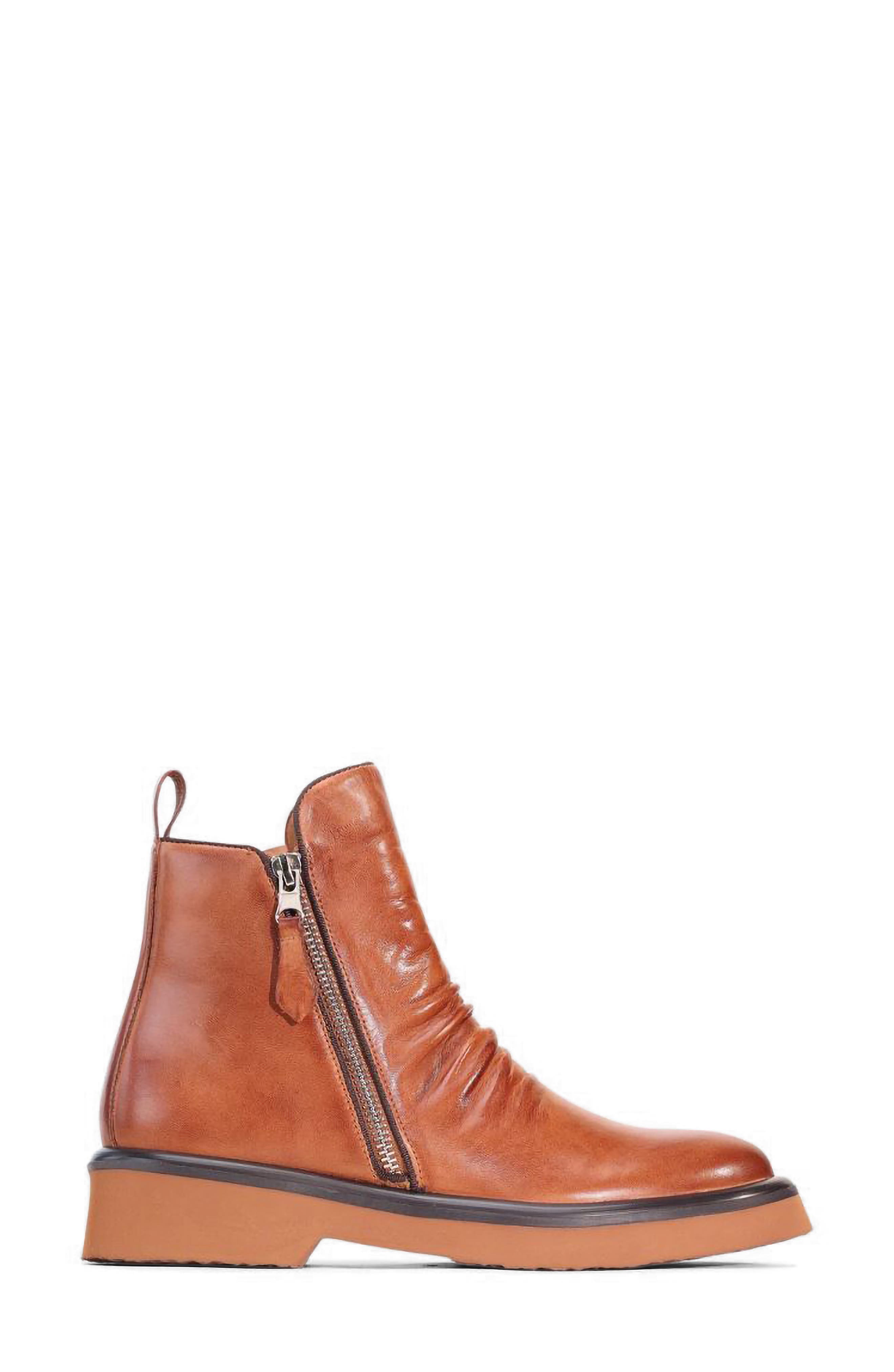 Theona Scrunch Leather Boot, Alternate, color, BRANDY