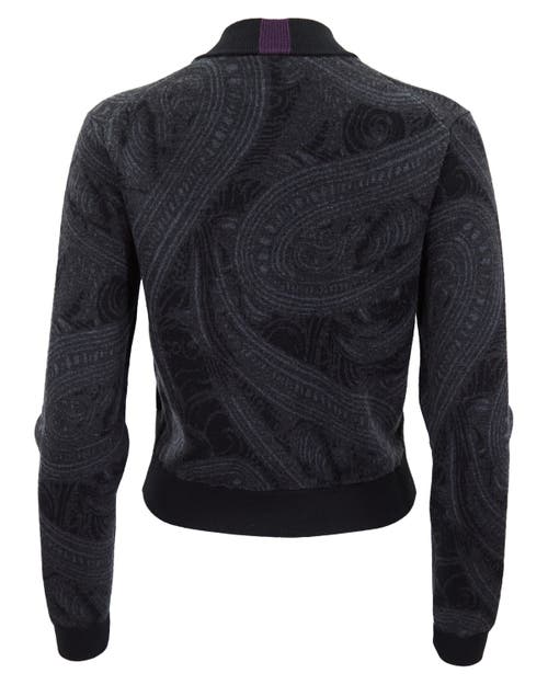 Lords Of Harlech Susan Zip-up Jacquard Sweater In Black