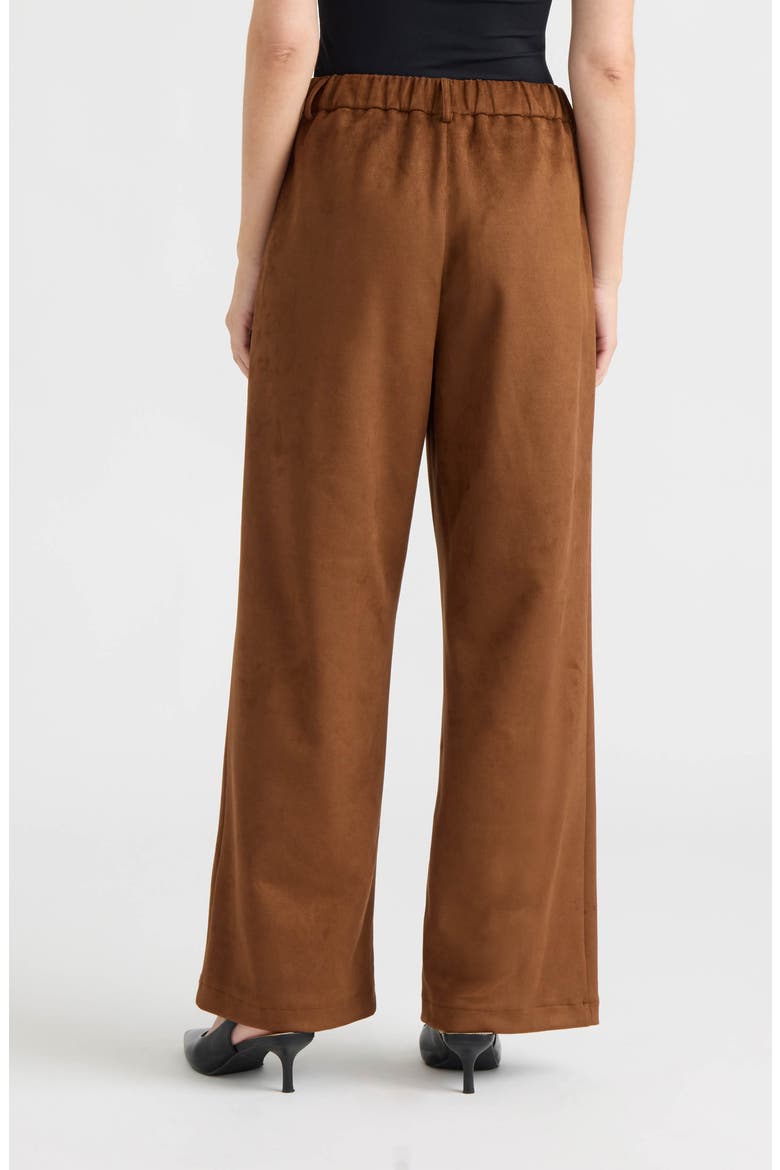 Faux Suede Wide Leg Pants, Alternate, color, DARK TAN