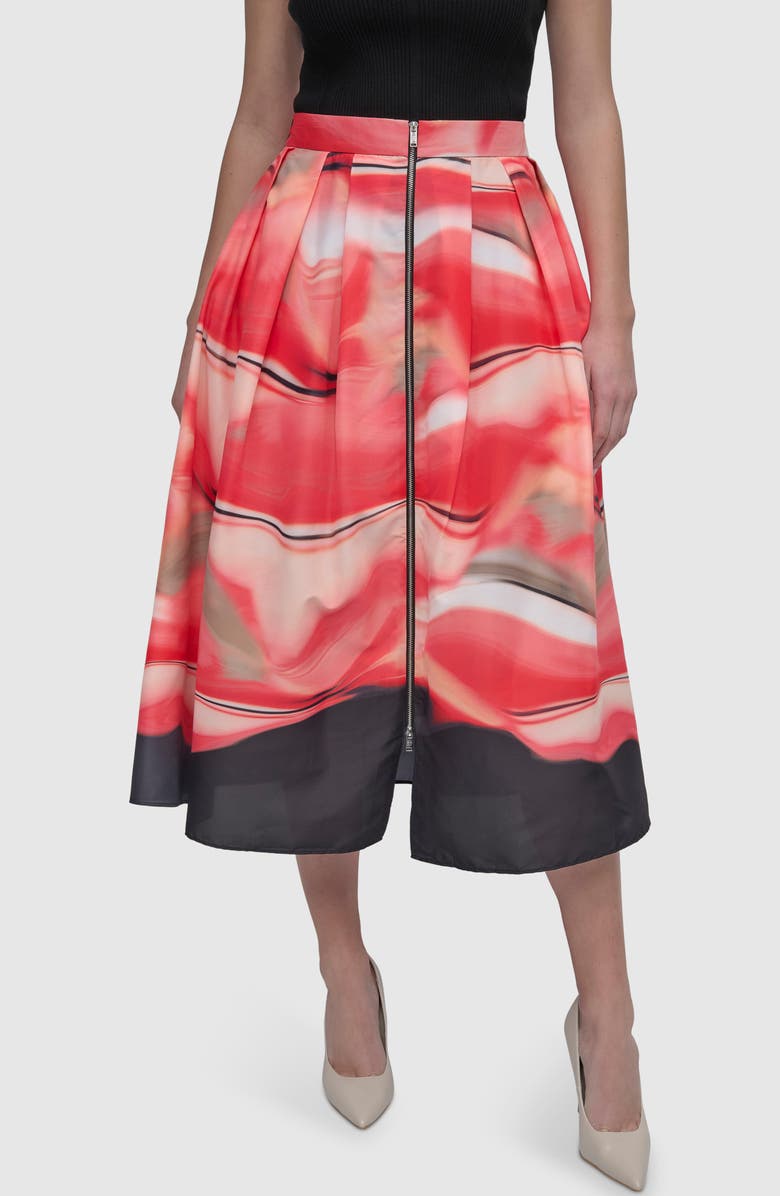 DKNY Front Zip Abstract Print Skirt, Main, color, 