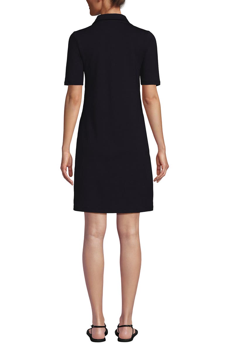 Lands' End Starfish Elbow Sleeve Polo Dress, Alternate, color, Black