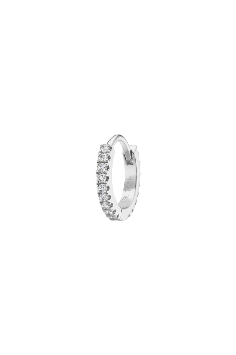 Diamond Eternity Single Clicker Hoop Earring, Main, color, WHITE GOLD