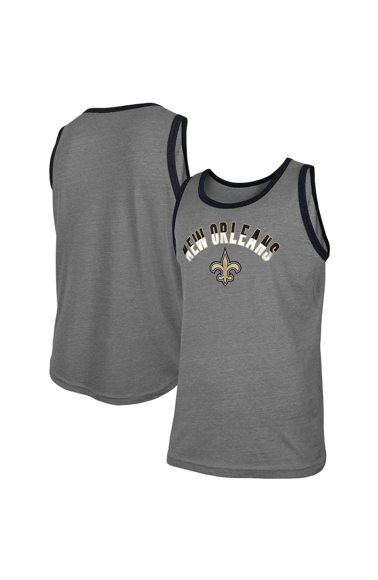 New Era Men's New Era Heathered Gray New Orleans Saints Ringer Tri-Blend Tank Top, Main, color, 