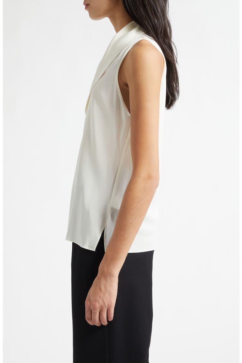 Bolaru Sleeveless Silk Shawl Collar Top, Alternate, color, SOFT CREAM