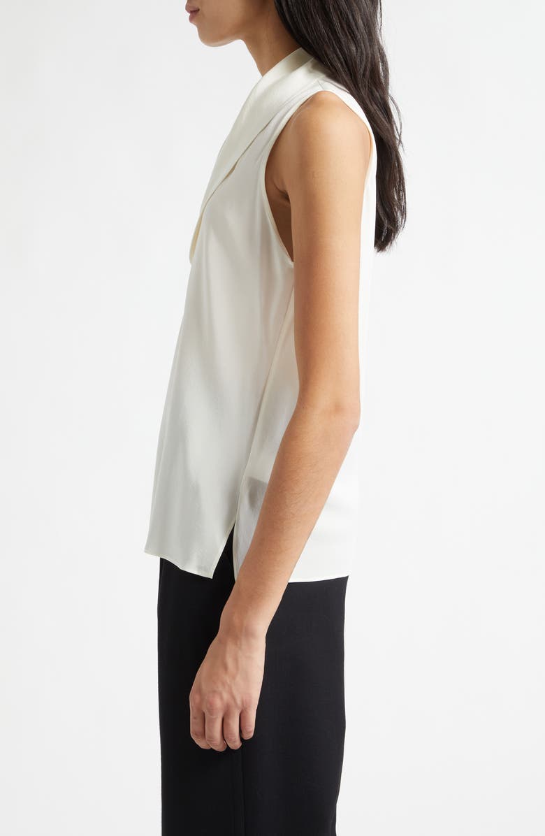 BOSS Bolaru Sleeveless Silk Shawl Collar Top, Alternate, color, Soft Cream