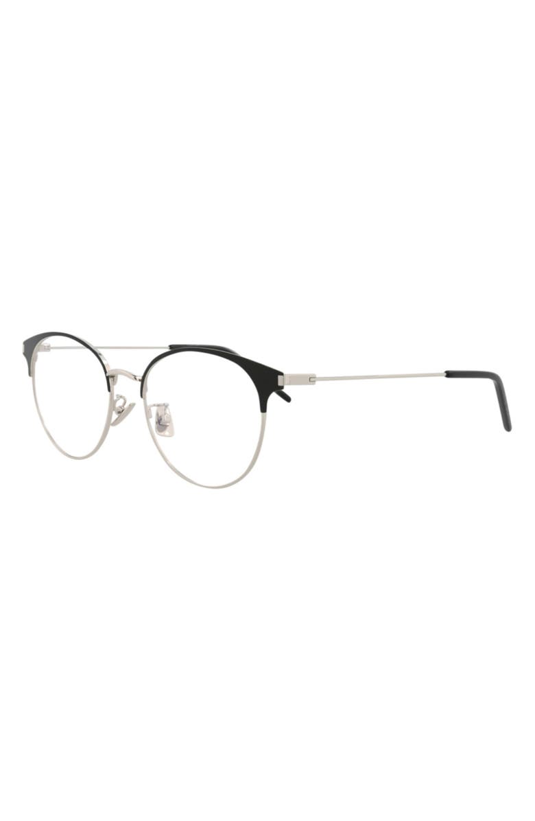 Saint Laurent 52mm Cat Eye Optical Glasses, Alternate, color, Black Silver Transparent
