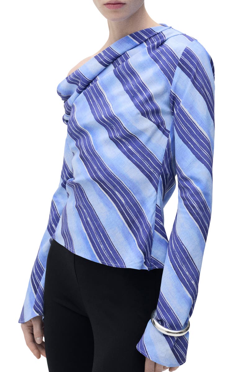 MANGO Stripe One-Shoulder Top, Alternate, color, 