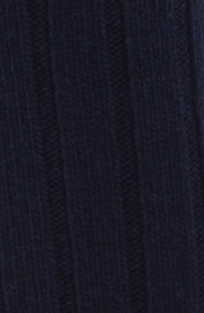Sporty & Rich Wool & Cashmere Blend Rib Crew Socks, Alternate, color, Dark Navy