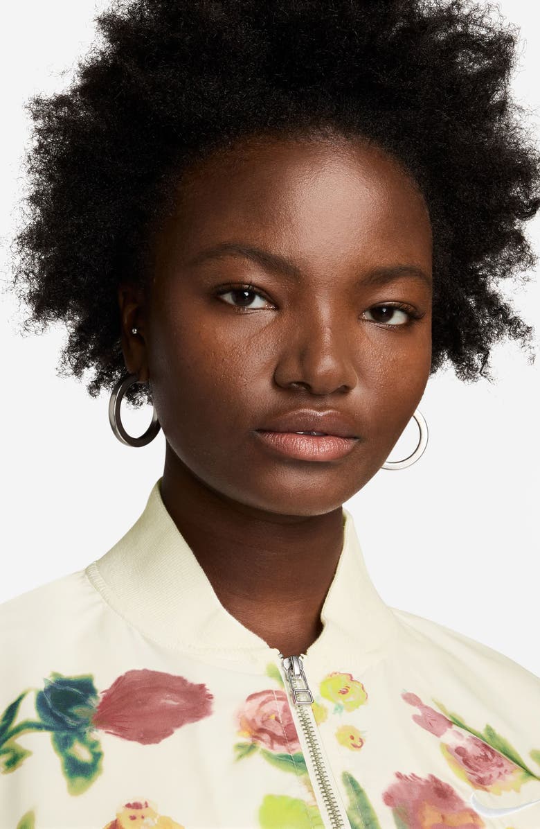 Nike Sportswear Ady Floral Zip-Up Bomber Jacket, Alternate, color, Sail/ White