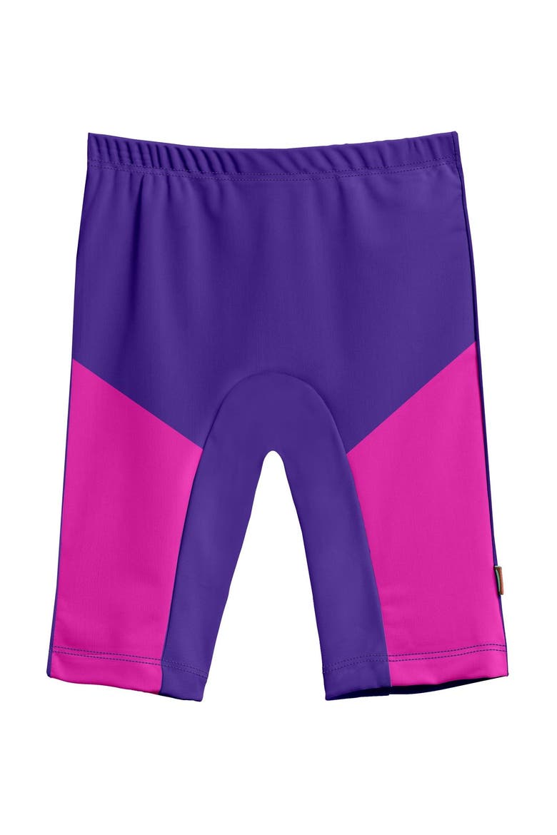 Baby Unisex UPF 50+ Color Block Swim Jammer, Alternate, color, Purple w/Hot Pink Trim