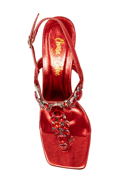 Chase & Chloe Chase And Chloe Crystal T-strap Slingback Sandal