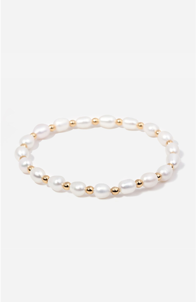 Little Sky Stone Avery Pearl Bead Bracelet, Main, color, White