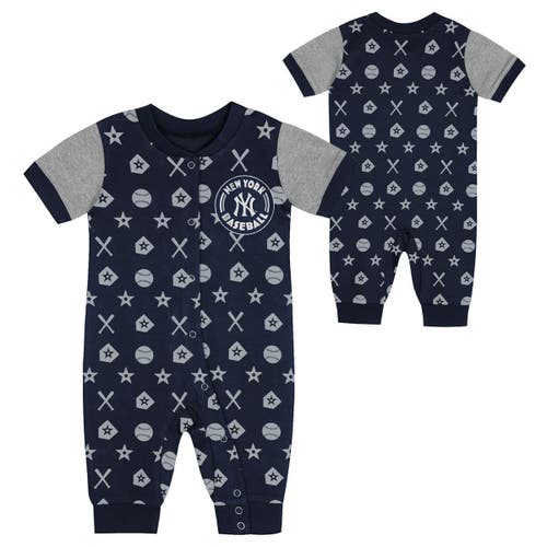 Outerstuff Infant Navy New York Yankees Full-snap Coverall Bodysuit In Blue