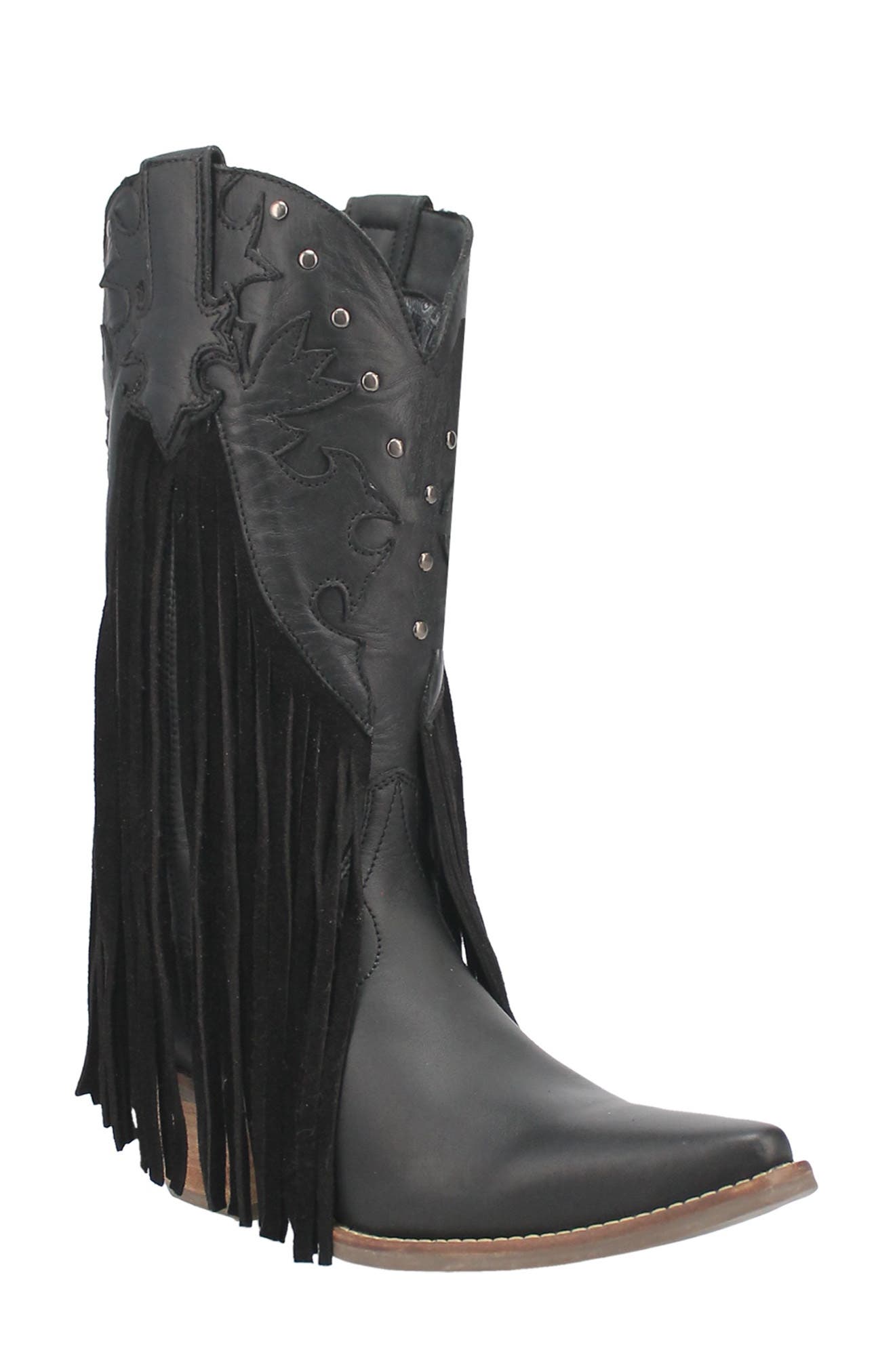 Dingo Hoedown Fringe Western Boot, Main, color, 