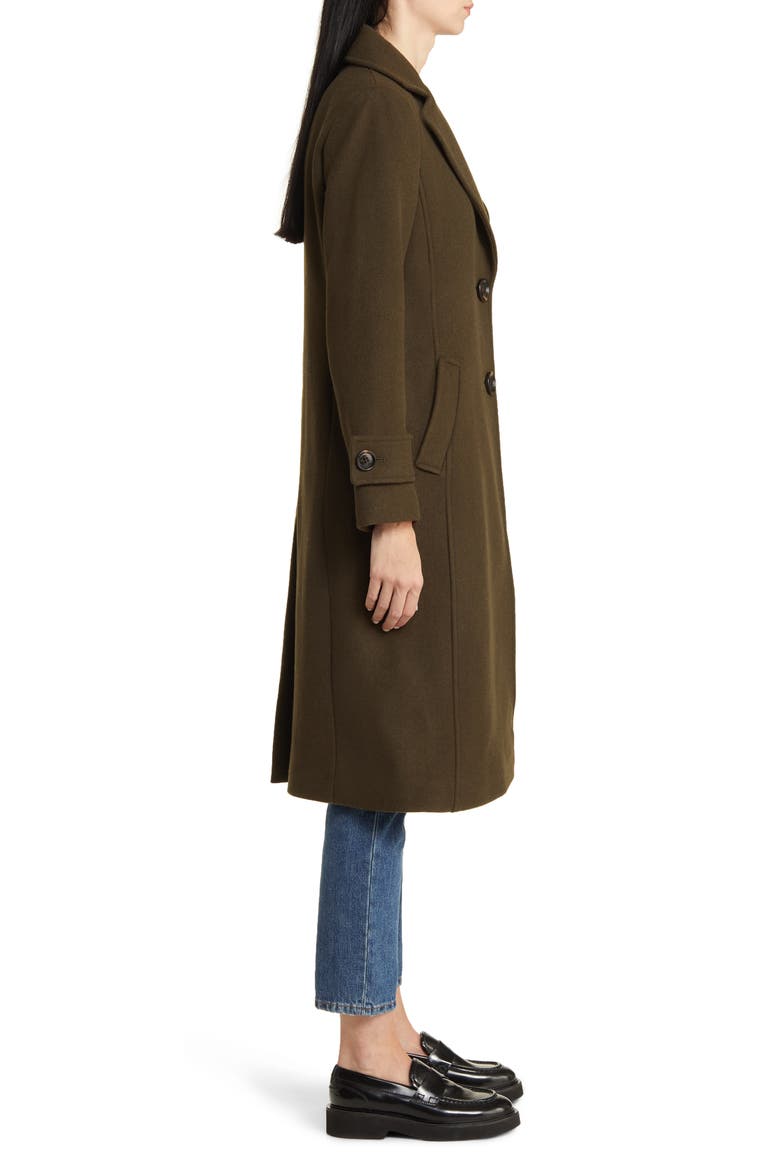 Notch Collar Longline Wool Blend Coat, Alternate, color, OLIVE