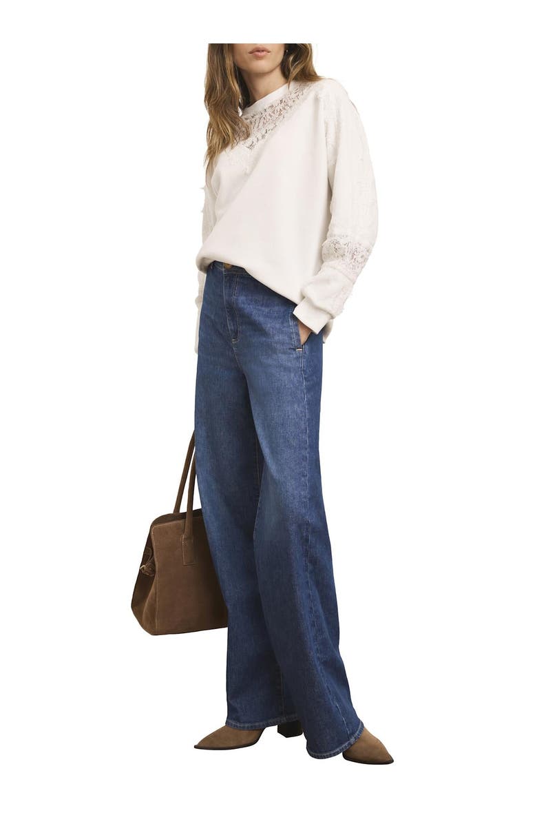 MINT VELVET Lace Detail Sweatshirt, Alternate, color, Ivory