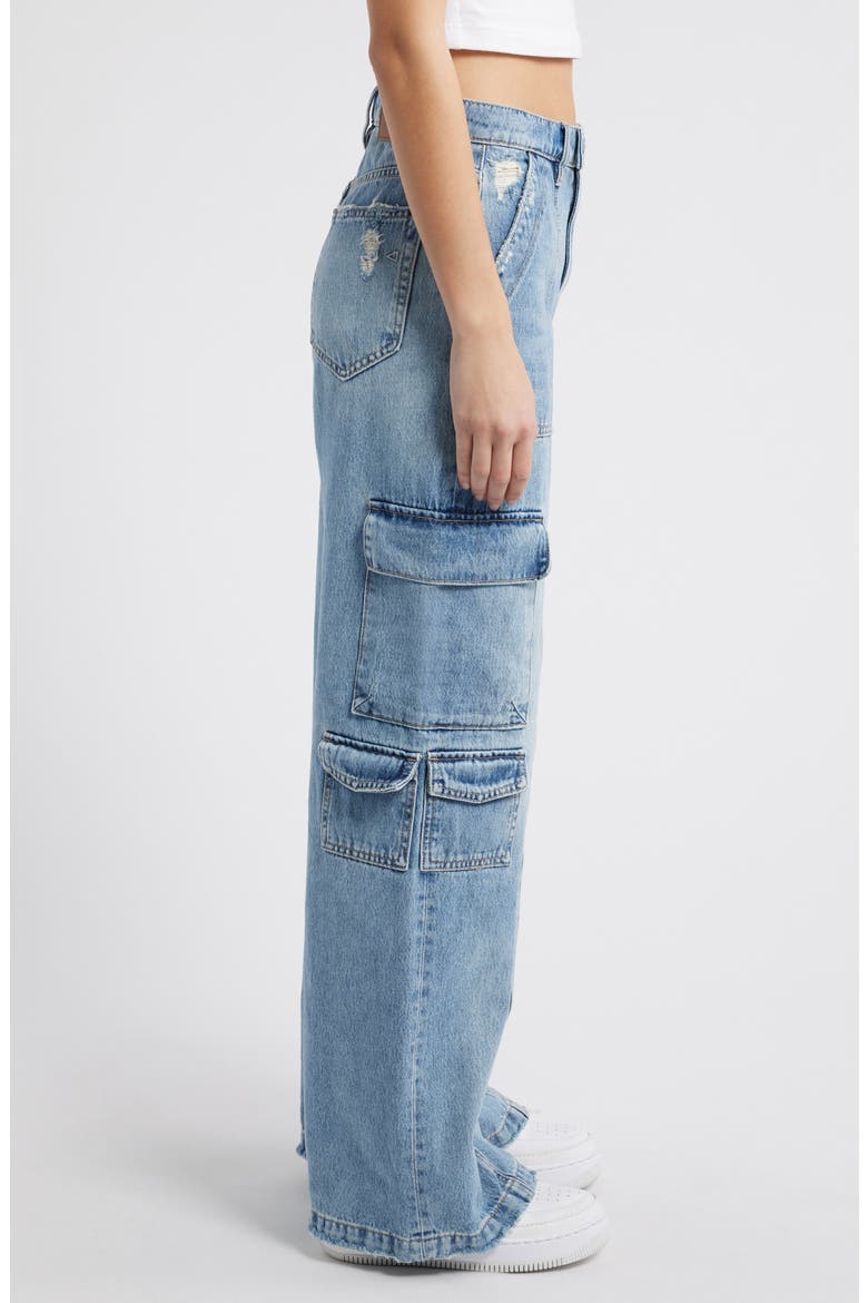 Cargo Pocket Wide Leg Jeans, Alternate, color, LIGHT WASH