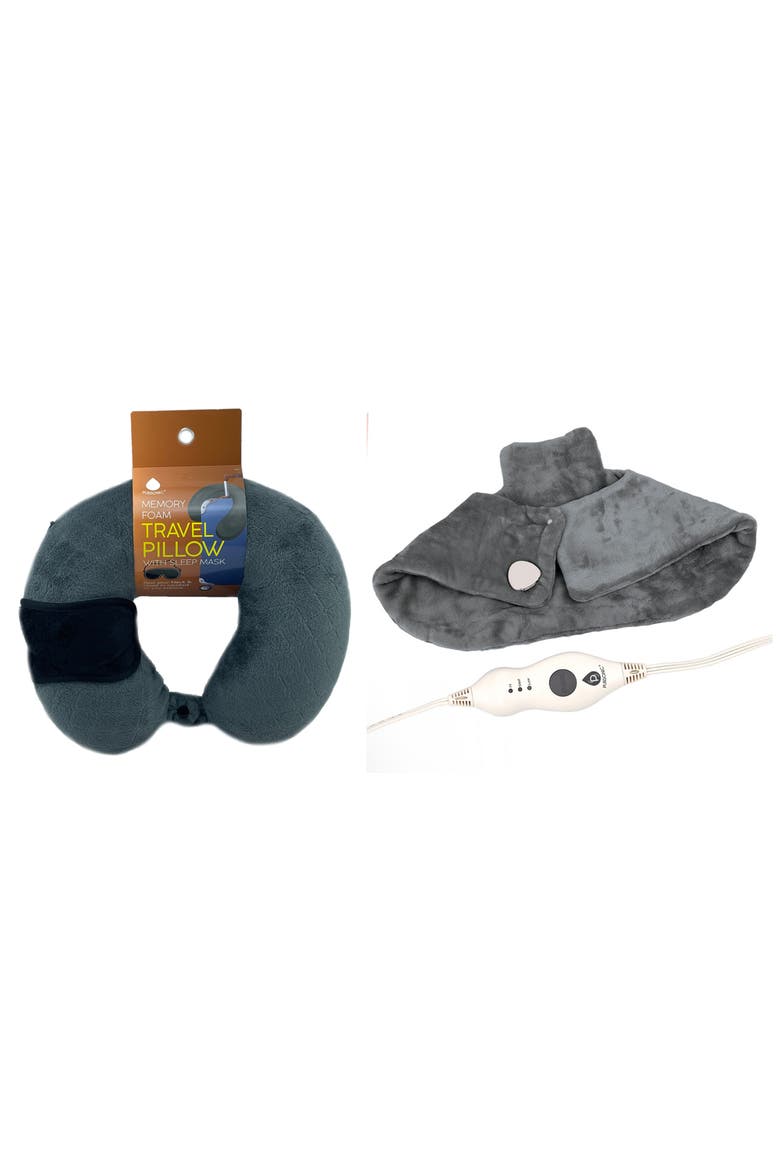 Electric Neck & Shoulder Heat Pad & Memory Foam Pillow, Main, color, Grey