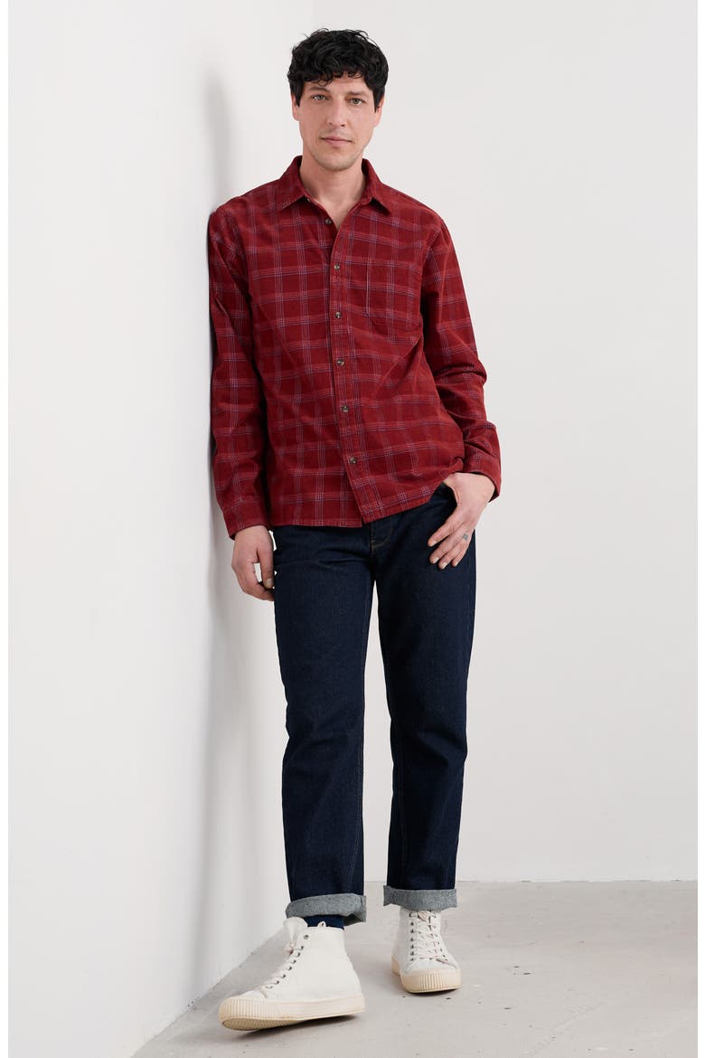 Shoreman Check Organic Cotton Corduroy Button-Up Shirt, Alternate, color, GAWAN CONKER