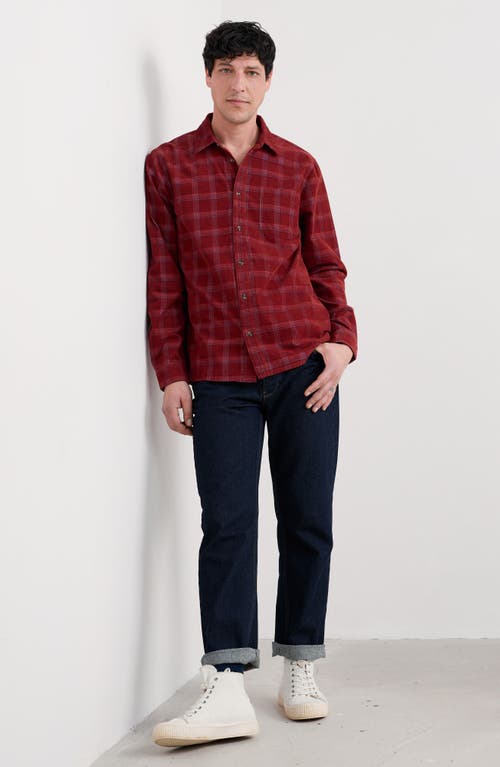 Seasalt Cornwall Shoreman Check Organic Cotton Corduroy Button-up Shirt In Red