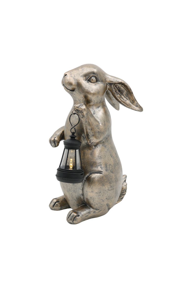 Resin Light Up Rabbit LED Decor Gold and Black for Spring Tabletop Lighting, Main, color, Gold