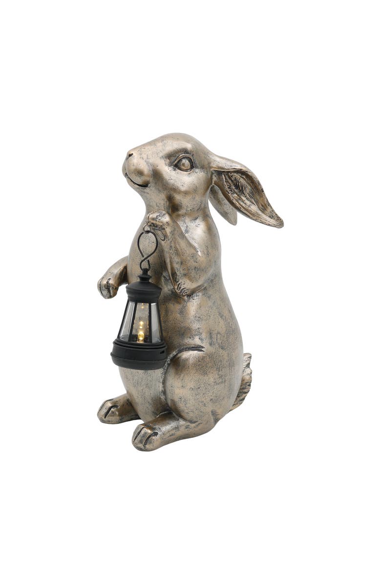 Transpac Resin Light Up Rabbit LED Decor Gold and Black for Spring Tabletop Lighting, Main, color, Multicolored