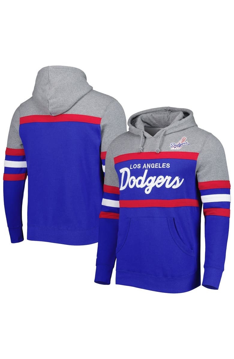Mitchell & Ness Men's Mitchell & Ness Royal Los Angeles Dodgers Head Coach Pullover Hoodie, Alternate, color, 