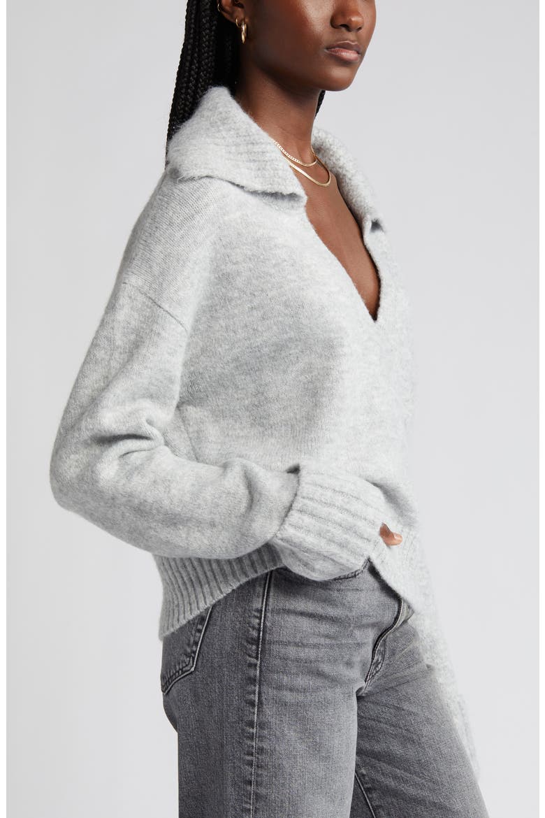 Oversize Johnny Collar Sweater, Alternate, color, GREY HEATHER