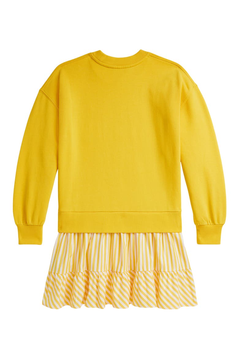 Mixed Media Long Sleeve Dress, Alternate, color, RACING YELLOW