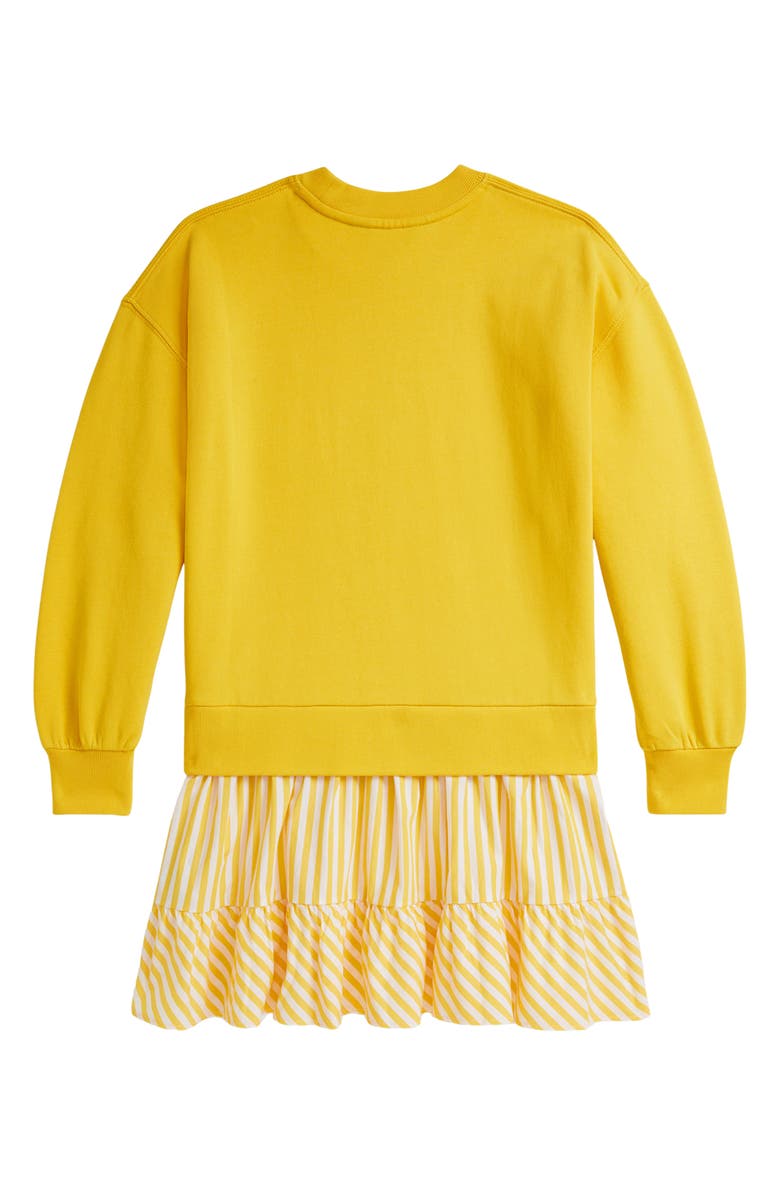 Polo Ralph Lauren Mixed Media Long Sleeve Dress, Alternate, color, Racing Yellow