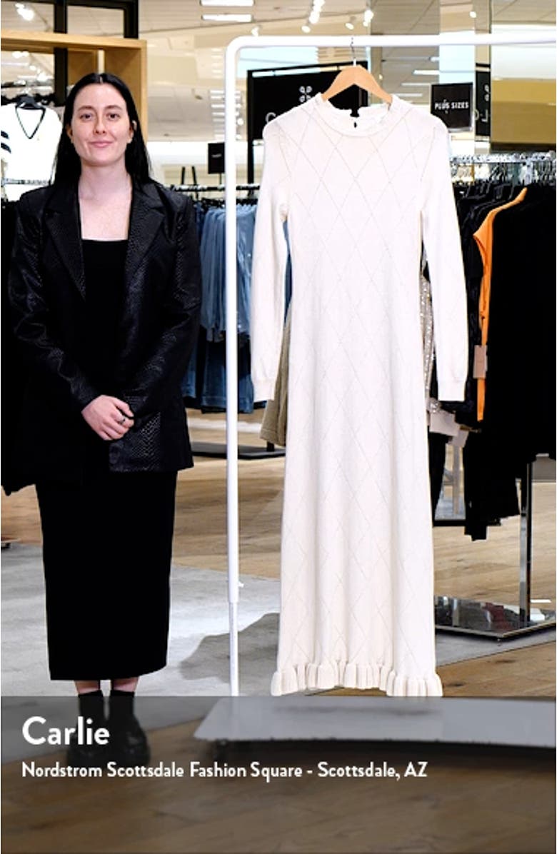 Pointelle Long Sleeve Cotton Blend Sweater Dress, sales video thumbnail