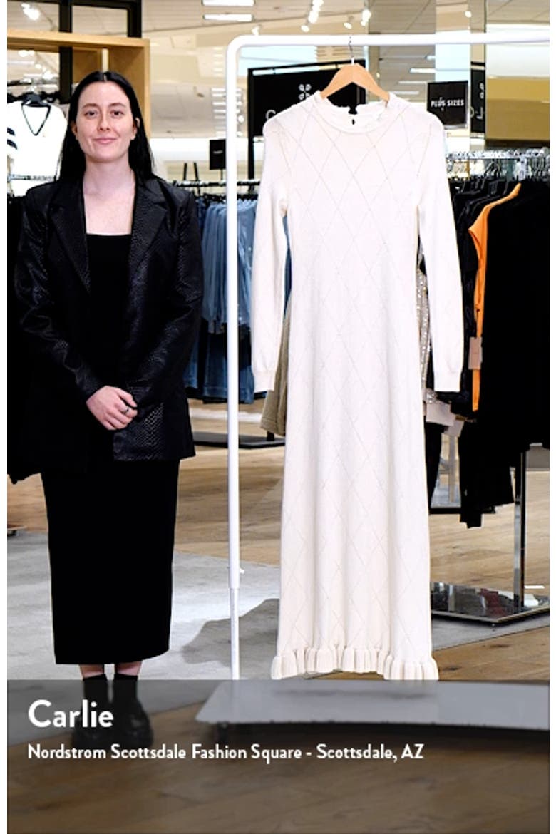 Pointelle Long Sleeve Cotton Blend Sweater Dress video