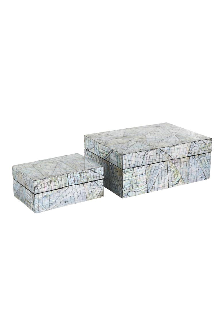 Contemporary Set of 2 Decorative Mother of Pearl Boxes, Alternate, color, MULTI COLORED