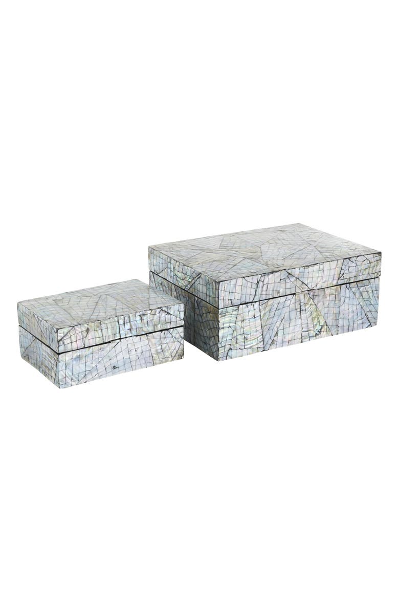 UMA Contemporary Set of 2 Decorative Mother of Pearl Boxes, Alternate, color, Multi Colored