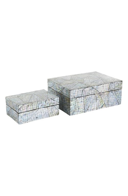 Uma Contemporary Set Of 2 Decorative Mother Of Pearl Boxes In Multi Colored