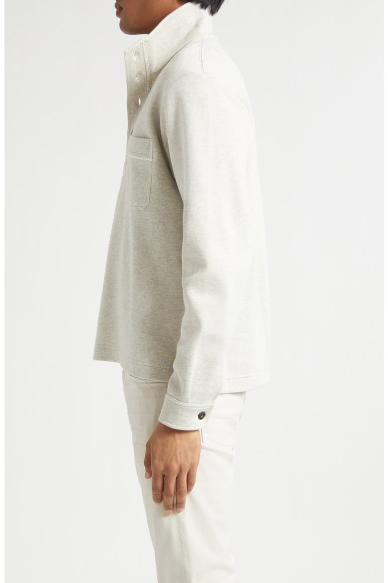 Cotton, Silk & Cashmere Half Button Pullover, Alternate, color, MOON