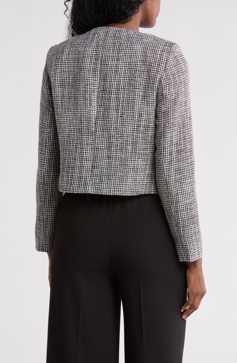 Calvin Klein Crop Tweed Jacket, Alternate, color, Black/ Cream