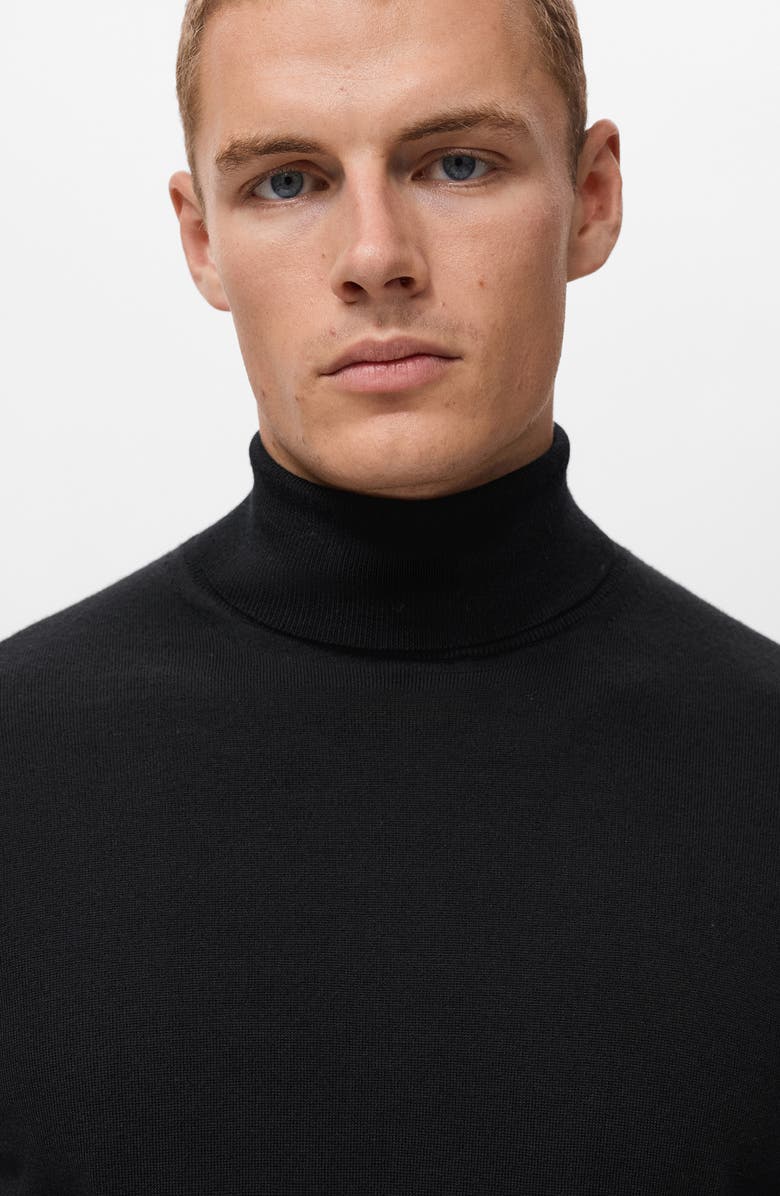 MANGO Turtleneck Wool Sweater, Alternate, color, Black