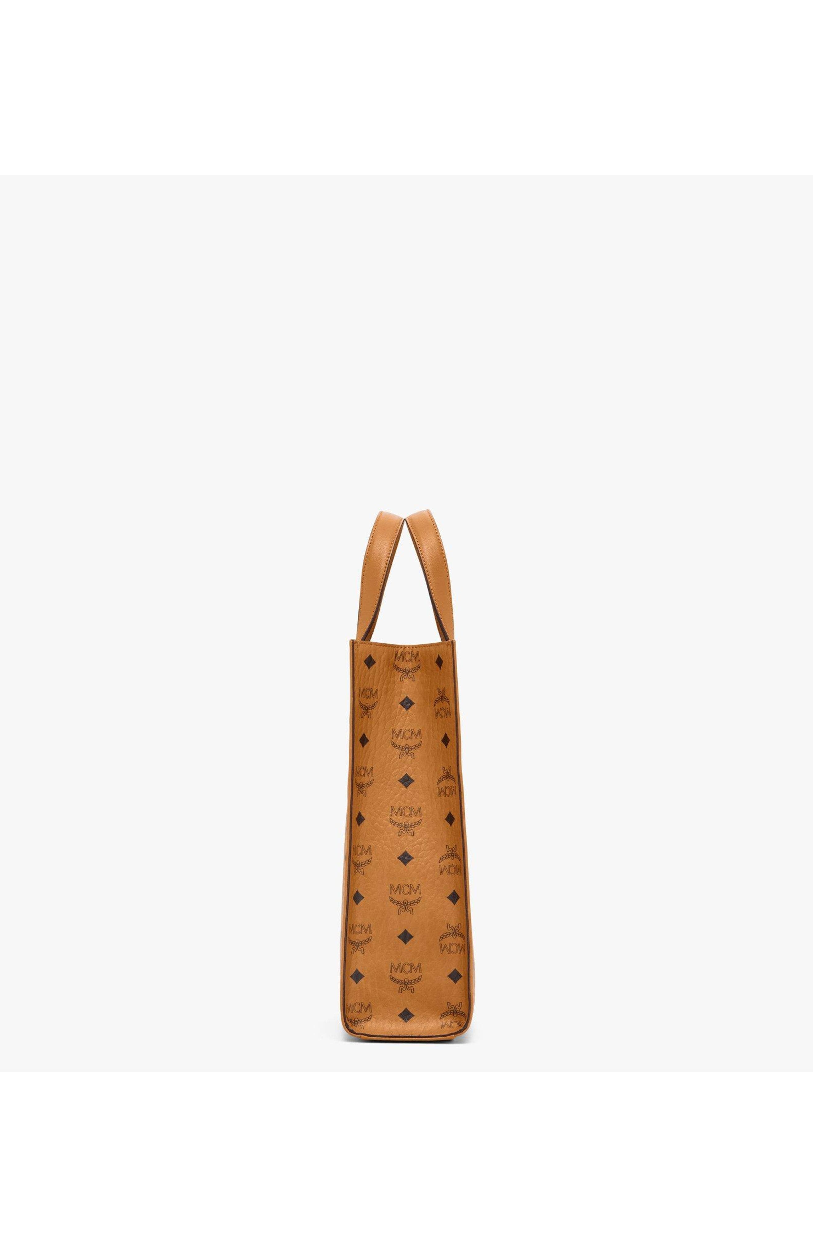 MCM Aren Tote in Visetos, Alternate, color, Cognac