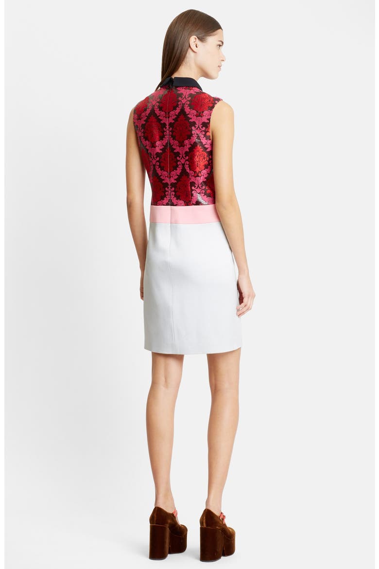 Sleeveless Damask Jacquard Sheath Dress, Alternate, color, MINT ROSE