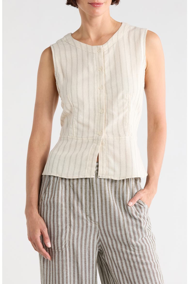 Pinstripe Button Front Vest, Main, color, NATURAL DASHING STRIPE