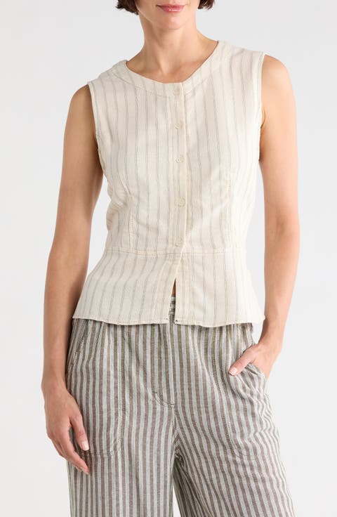 Pinstripe Button Front Vest