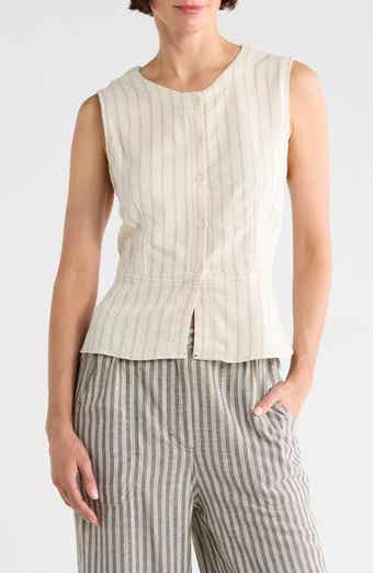 MAX STUDIO Pinstripe Button Front Vest