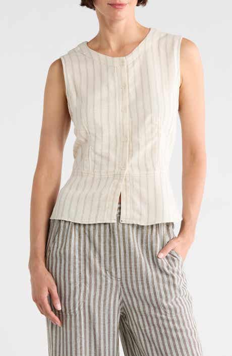 MAX STUDIO Pinstripe Button Front Vest