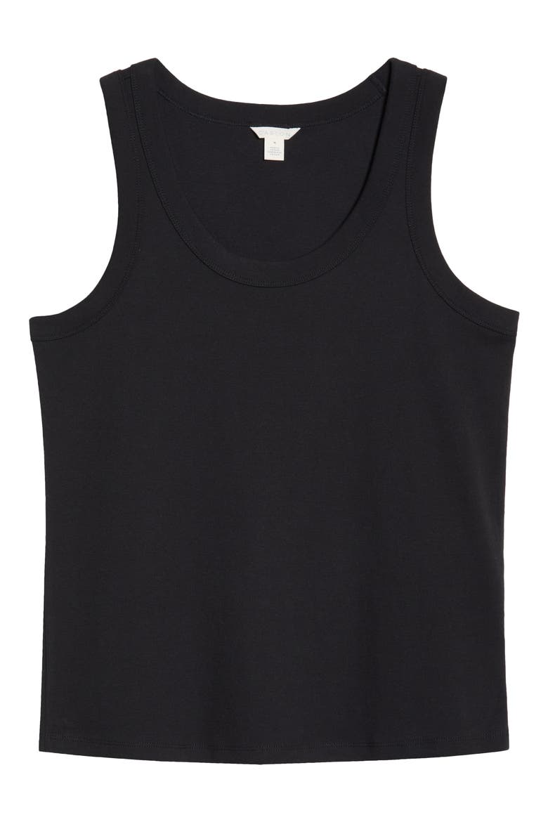 Scoop Neck Rib Cotton Tank, Alternate, color, BLACK